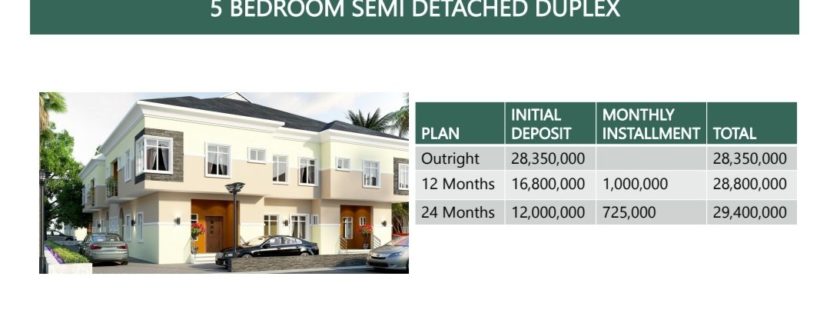 Summer Bargain 5 bedroom semi detached plus BQ @ N28million only! 2